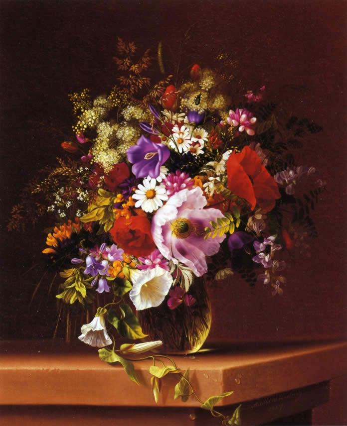 Adelheid Dietrich Wildflowers in a Glass Vase